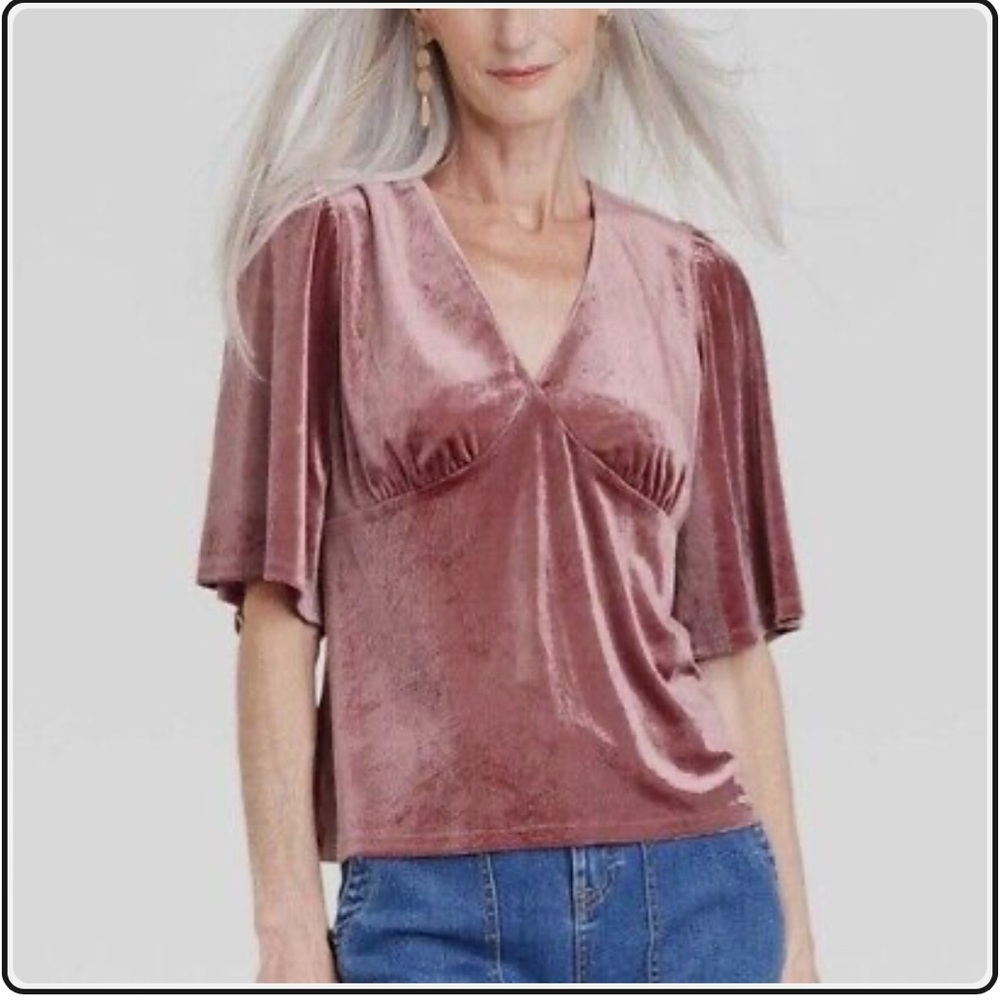 NWT Velour V-Neck Top
